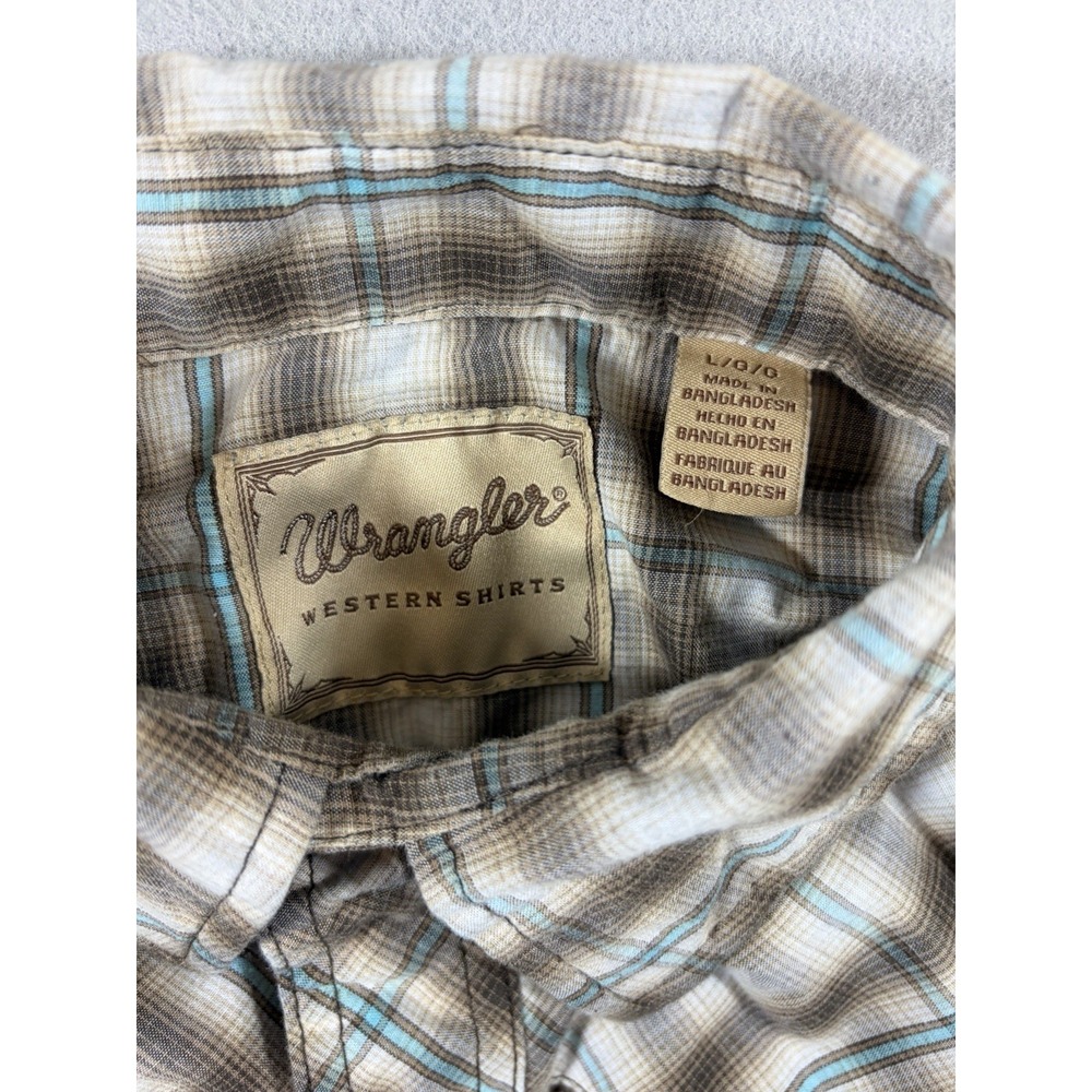 Wrangler Pearl Snap Western Aztec Long Sleeve Mens Shirt Size L - Picture 5 of 7